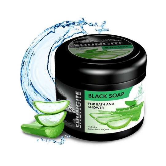 Shungit Herbal traditions black bath soap with aloe vera шунгит, 500 g - Maple Wellness Supplements