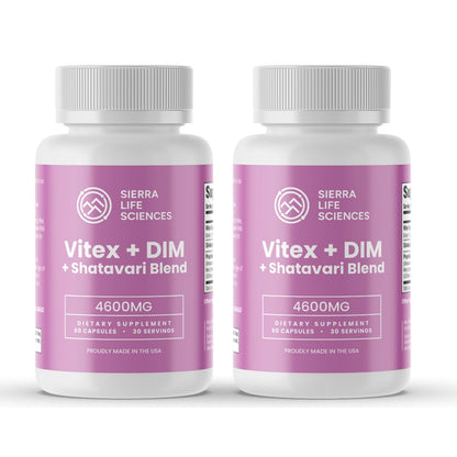 SIERRA LIFE SCIENCES Hormonal Balance Blend for Women – Vitex, DIM, Shatavari + Adaptogenic Support – Menstrual & Menopause Relief – Vegan, Clean-Label Formula – 4600mg – (Pack of 2) - Maple Wellness Supplements