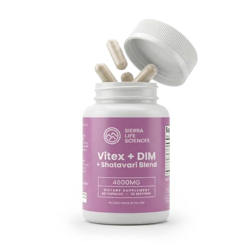 SIERRA LIFE SCIENCES Hormonal Balance Blend for Women – Vitex, DIM, Shatavari + Adaptogenic Support – Menstrual & Menopause Relief – Vegan, Clean-Label Formula – 4600mg – (Pack of 2) - Maple Wellness Supplements