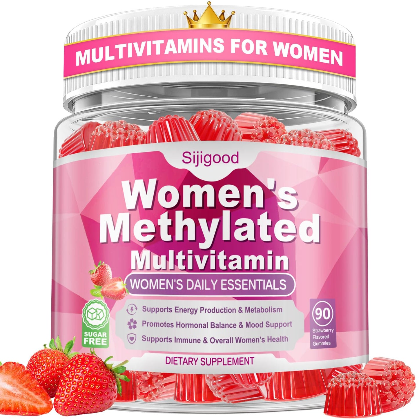 Sijigood 90 Count | Methylated Multivitamin Gummies for Women – Womens Multivitamin Gummies with B Complex, Minerals, CoQ10, Myo-Inositol for Energy, Hormone Balance & Immune Support Sugar Free - Maple Wellness Supplements