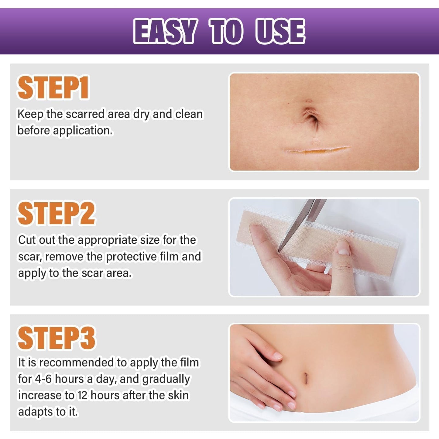 Silicone Scar Sheets,Silicone Scar Tape,Silicone Scar Removal Strips for Surgical,C-Section,Tummy Tuck,Keloid Scars - Maple Wellness Supplements
