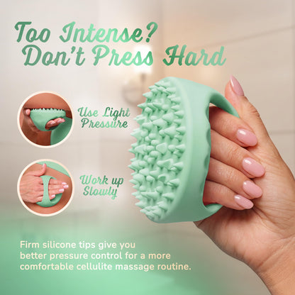 SILKLE Cellulite Massage Tool & Lymphatic Drainage Massager - Silicone Anti Cellulite Massage Brush for Body Sculpting with Ergonomic Handle - Cellulite Remover for Legs, Thighs and Belly - Green - Maple Wellness Supplements
