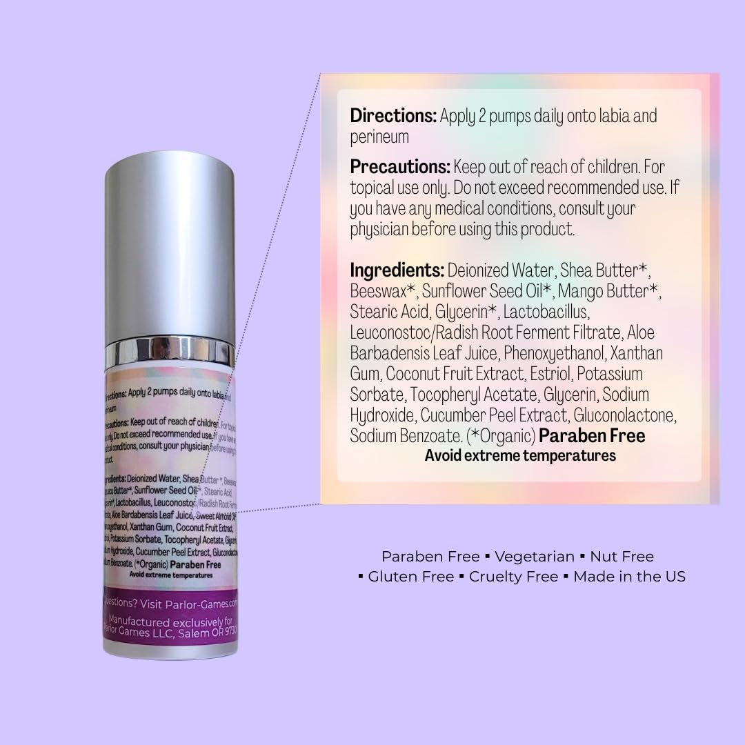 Silky Peach Cream by Parlor Games – Bioidentical Estriol Cream for Women – Menopause Relief for Vaginal Dryness & Vulva Itch – 30ml Bottle (2 Month Supply) - Maple Wellness Supplements