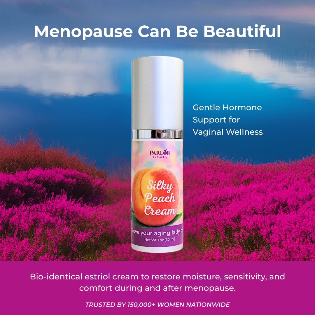 Silky Peach Cream by Parlor Games – Bioidentical Estriol Cream for Women – Menopause Relief for Vaginal Dryness & Vulva Itch – 30ml Bottle (2 Month Supply) - Maple Wellness Supplements
