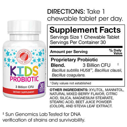 Silver Fern Brand Family Probiotics - Ultimate Adult Probiotic (1 Bottle = 60 Capsules) Plus Ultimate Children's Probiotic for Kids (1 Bottle = 30 Chewables) - Gut Health & Microbiome Support - Maple Wellness Supplements