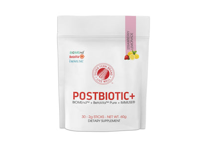 Silver Fern Brand Postbiotic+ Strawberry Lemonade Powder – Postbiotic Supplement with BIOMend™, BetaVia™, and Immuse® – Supports The Digestive System - Maple Wellness Supplements
