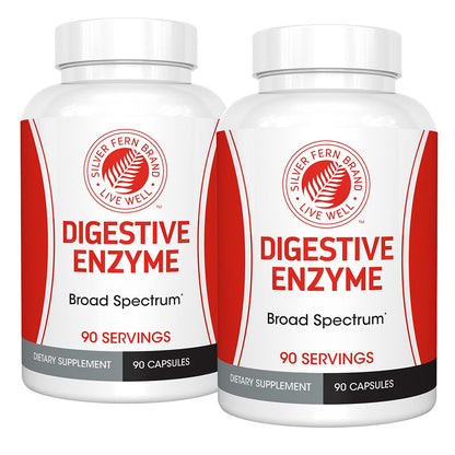 Silver Fern Brand Ultimate High Potency Digestive Enzyme Supplement - 2 Bottles - 100% Intestinal Coverage - Digestive Comfort - Maple Wellness Supplements