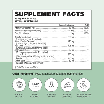 Simplix | Natural Supplement to Strengthen The Immune System | Respond to Outbreaks | Source of Highly Researched Mushroom & Seaweed Polysaccharides 60 Veggie Capsules (1 Pack) - Maple Wellness Supplements