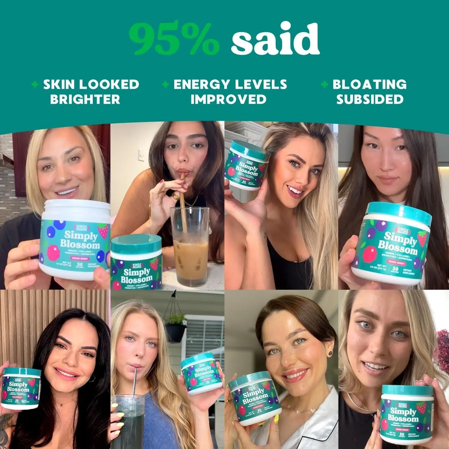 Simply Blossom Nutrition - Daily Greens & Superfood Powder + Collagen + Probiotics for Women's Digestive Health & Bloating Relief. Help Your Health Bloom - 2 Month Supply - Maple Wellness Supplements