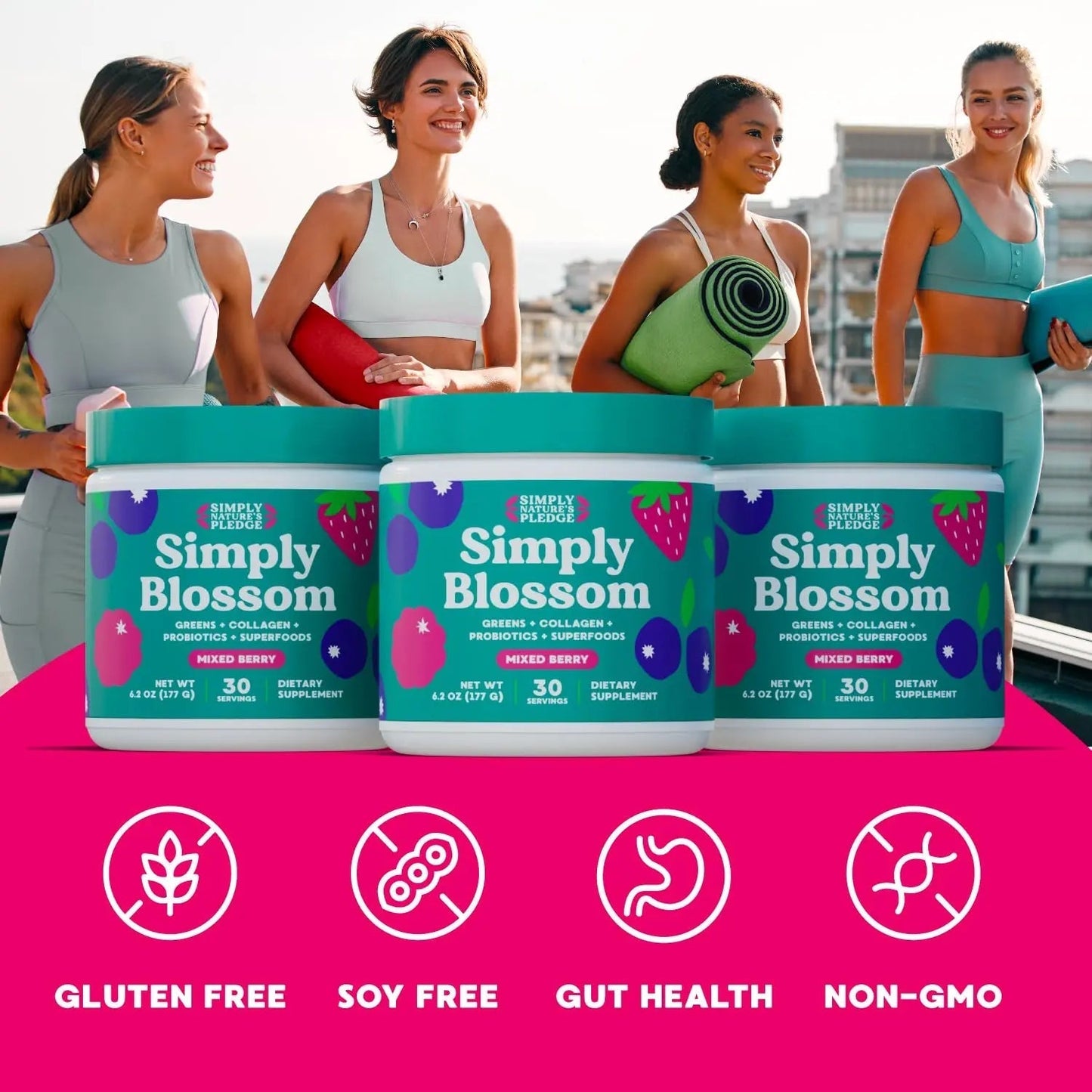 Simply Blossom Nutrition - Daily Greens & Superfood Powder + Collagen + Probiotics for Women's Digestive Health & Bloating Relief. Help Your Health Bloom - 2 Month Supply - Maple Wellness Supplements