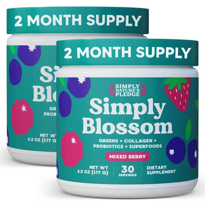 Simply Blossom Nutrition - Daily Greens & Superfood Powder + Collagen + Probiotics for Women's Digestive Health & Bloating Relief. Help Your Health Bloom - 2 Month Supply - Maple Wellness Supplements