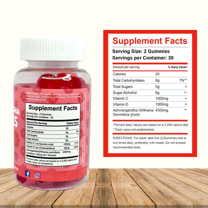Simply Healthy Premium Ashwagandha Gummies, Stress Support with Blood Orange Flavor, Vegan, Easy to Chew, Daily Aid, Energy Booster, Mood Enhancer, for Both Men and Women, 60 Gummies - Maple Wellness Supplements