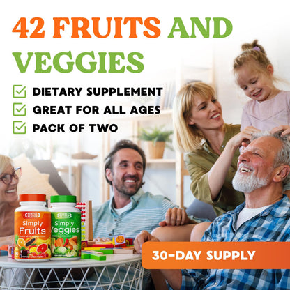 Simply Nature's Pledge - Packed with Over 40 Different Fruits & Vegetables - Made with Whole Food Superfoods - with High Beta Carotene – 100% Soy Free - 90 Count (Pack of 2) - Maple Wellness Supplements