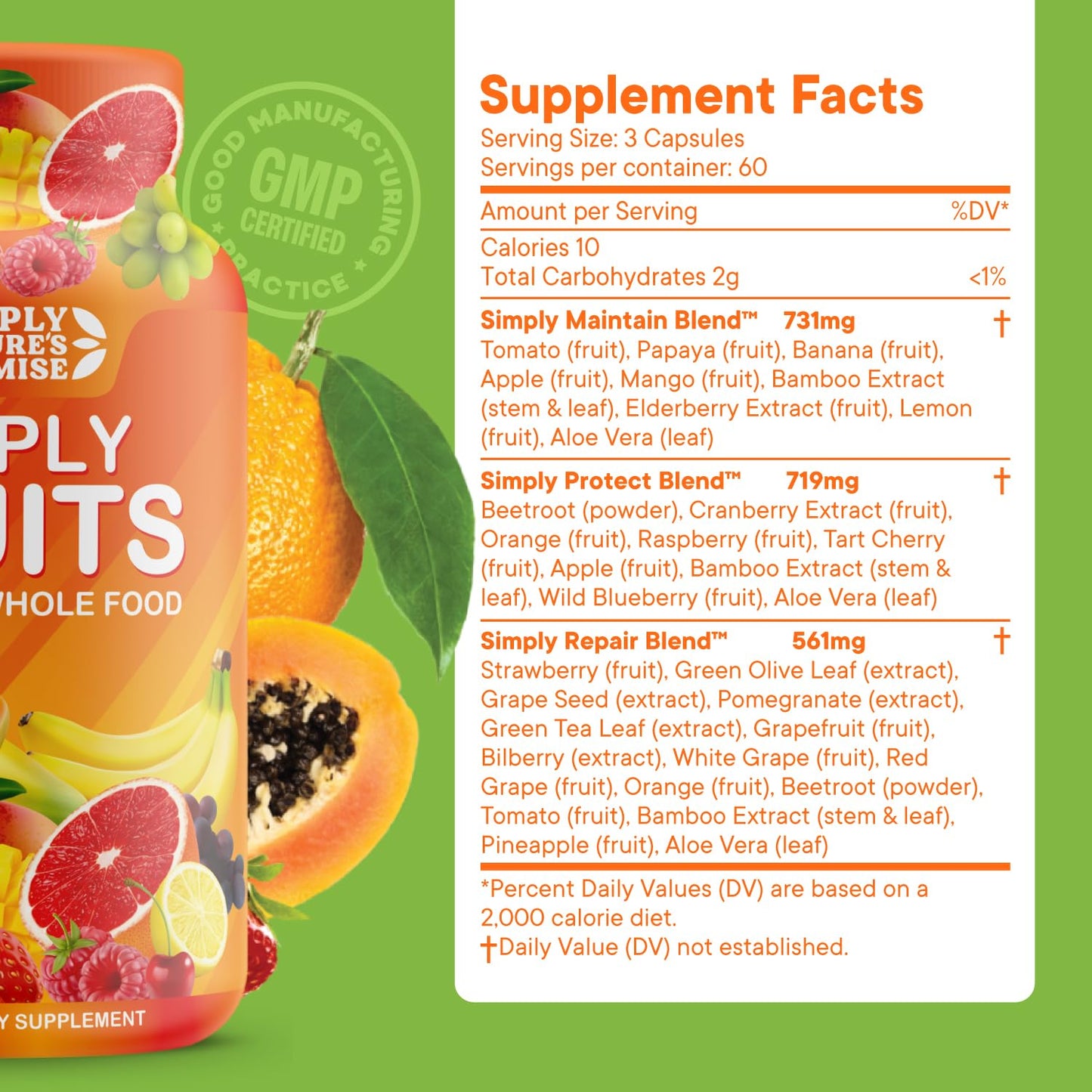 Simply Nature's Promise - Packed with Over 40 Different Fruits & Vegetables - Maple Wellness Supplements
