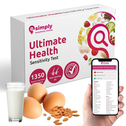 Simply Sensitivity Checks 1350+ Items Food Sensitivity Test Kit for Adults – Foods & Non-Foods, Including Lactose, Gluten, Vitamins, Minerals, Gut Health & More – at-Home Food Intolerance Test Kit - Maple Wellness Supplements