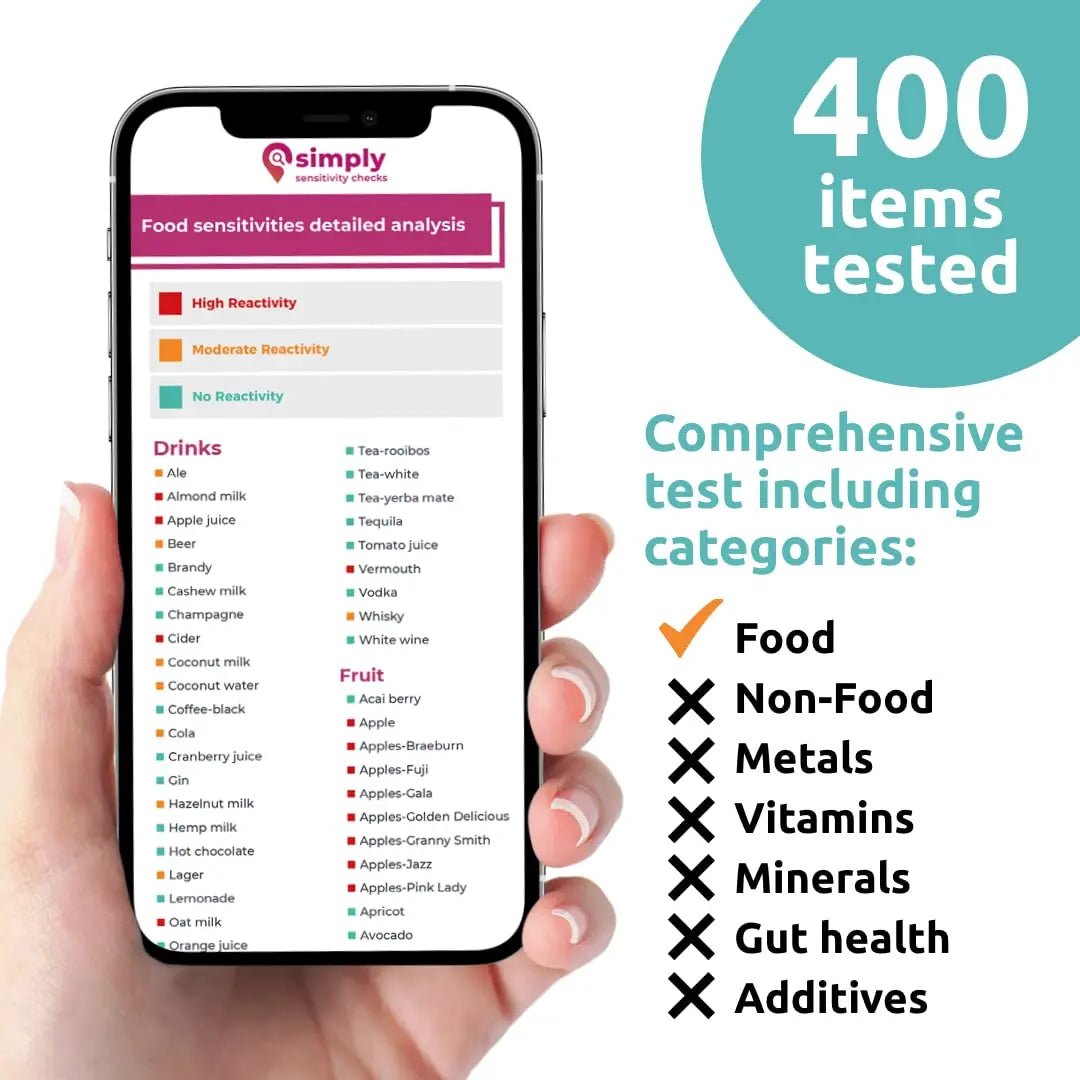 Simply Sensitivity Checks 400+ Items Food Sensitivity Test Kit for Adults – Accurate At-Home Hair Strand Test for Gut Health, Digestion, Additives, Vitamins – Results in 3-5 Days - Maple Wellness Supplements