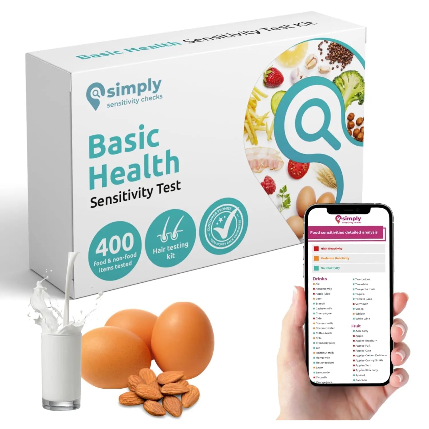 Simply Sensitivity Checks 400+ Items Food Sensitivity Test Kit for Adults – Accurate At-Home Hair Strand Test for Gut Health, Digestion, Additives, Vitamins – Results in 3-5 Days - Maple Wellness Supplements
