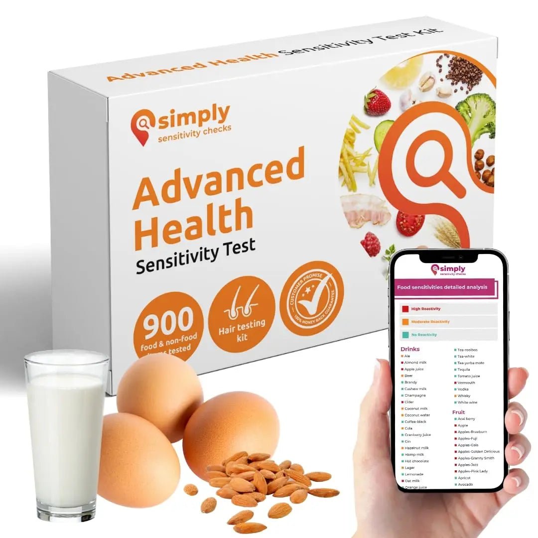 Simply Sensitivity Checks 900+ Items Food Sensitivity Test Kit for Adults – Foods & Non-Foods, Including Lactose, Gluten, Vitamins, Minerals, Gut Health & More – at-Home Food Intolerance Test Kit - Maple Wellness Supplements