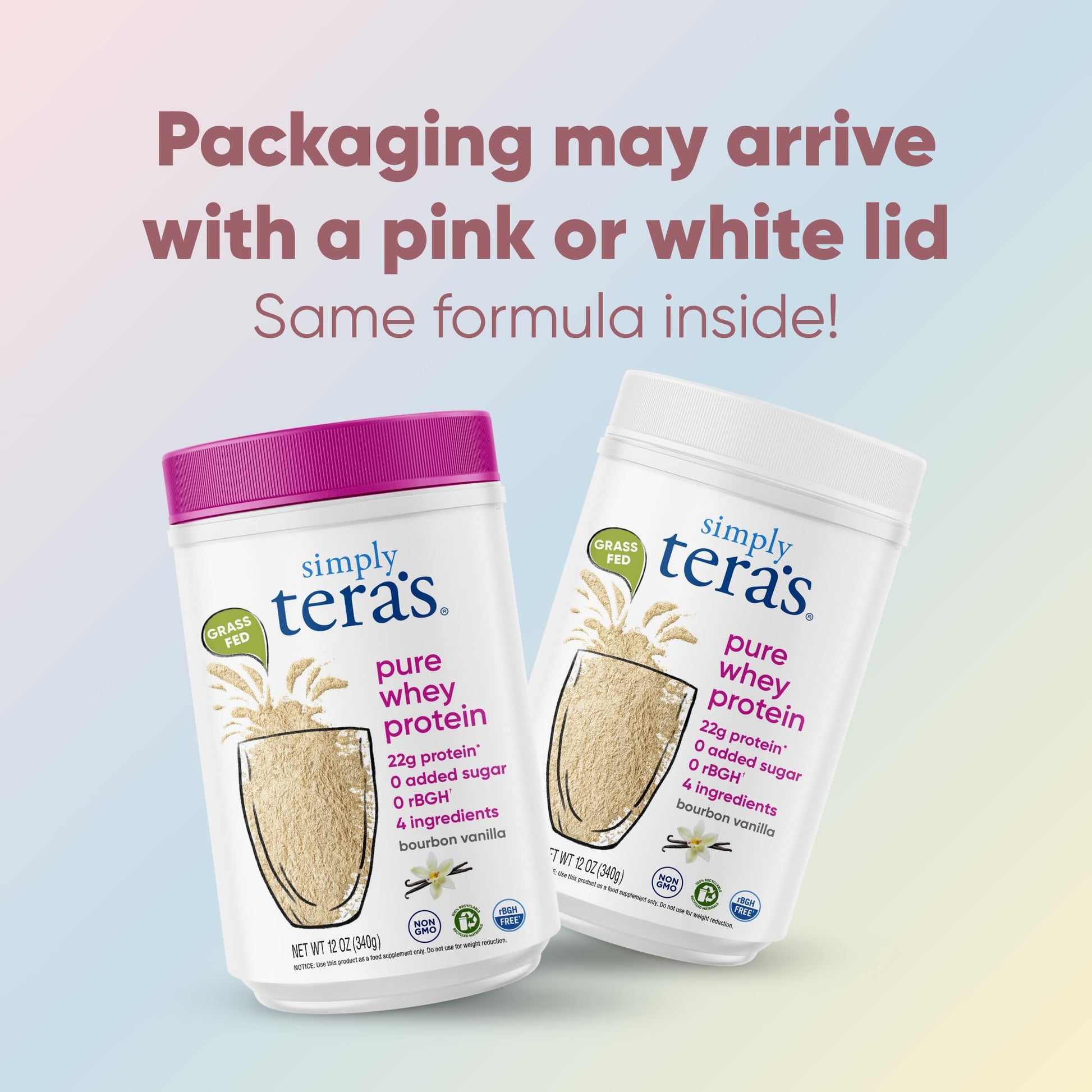 simply tera's Pure Whey Protein Powder - Grass Fed Vanilla Whey Protein Powder, Clean, Made Without Artificial Sweeteners, Non-GMO, Kosher, rBGH-Free, Soy-Free - 24 Oz - Maple Wellness Supplements