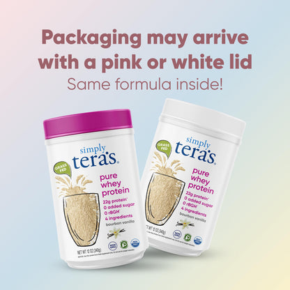 simply tera's Pure Whey Protein Powder - Grass Fed Vanilla Whey Protein Powder, Clean, Made Without Artificial Sweeteners, Non-GMO, Kosher, rBGH-Free, Soy-Free - 24 Oz - Maple Wellness Supplements