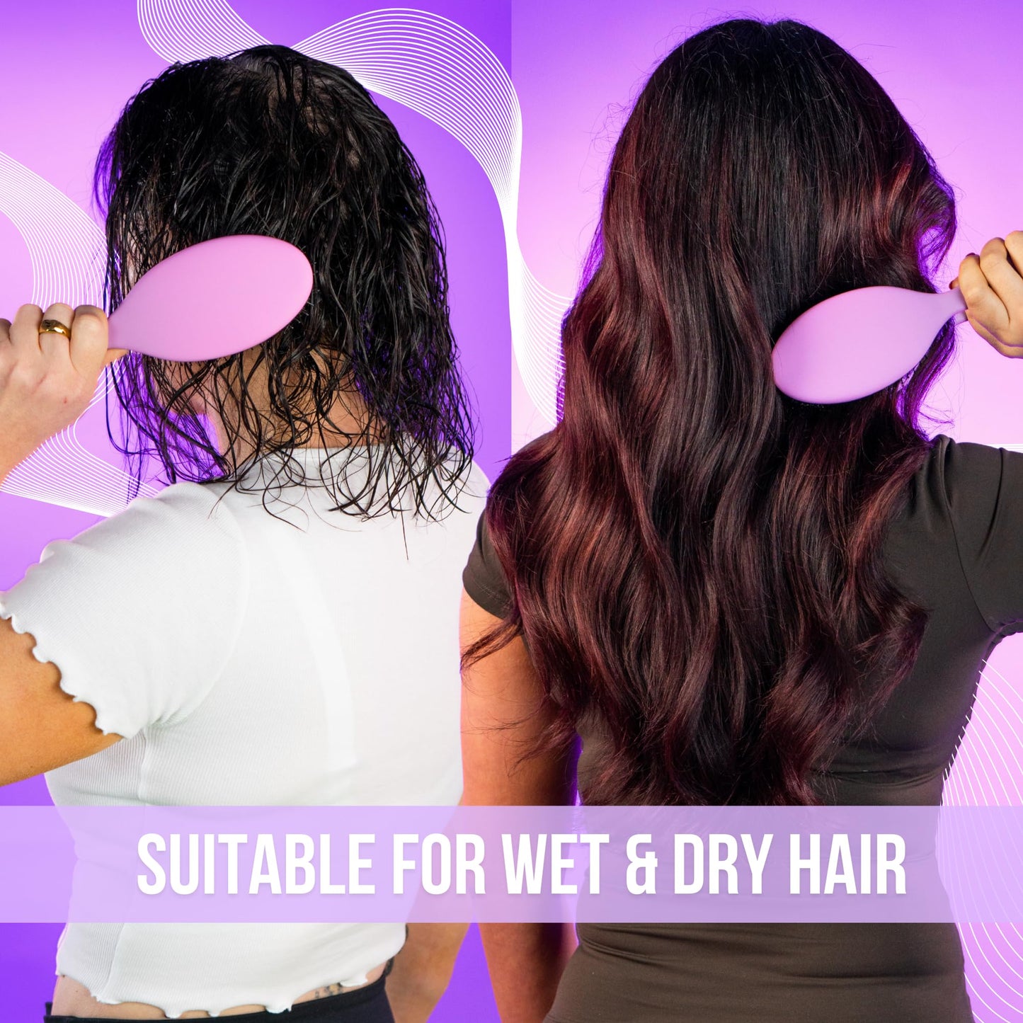 SimplyHair Ultimate Hair Extension Brush & Detangler Anti-Static, Dual Bristle Design, Soft Boar Bristle, Great for All Hair Types & Extensions - Pink & Purple Ombre Brush Ideal for Adults & Kids - Maple Wellness Supplements