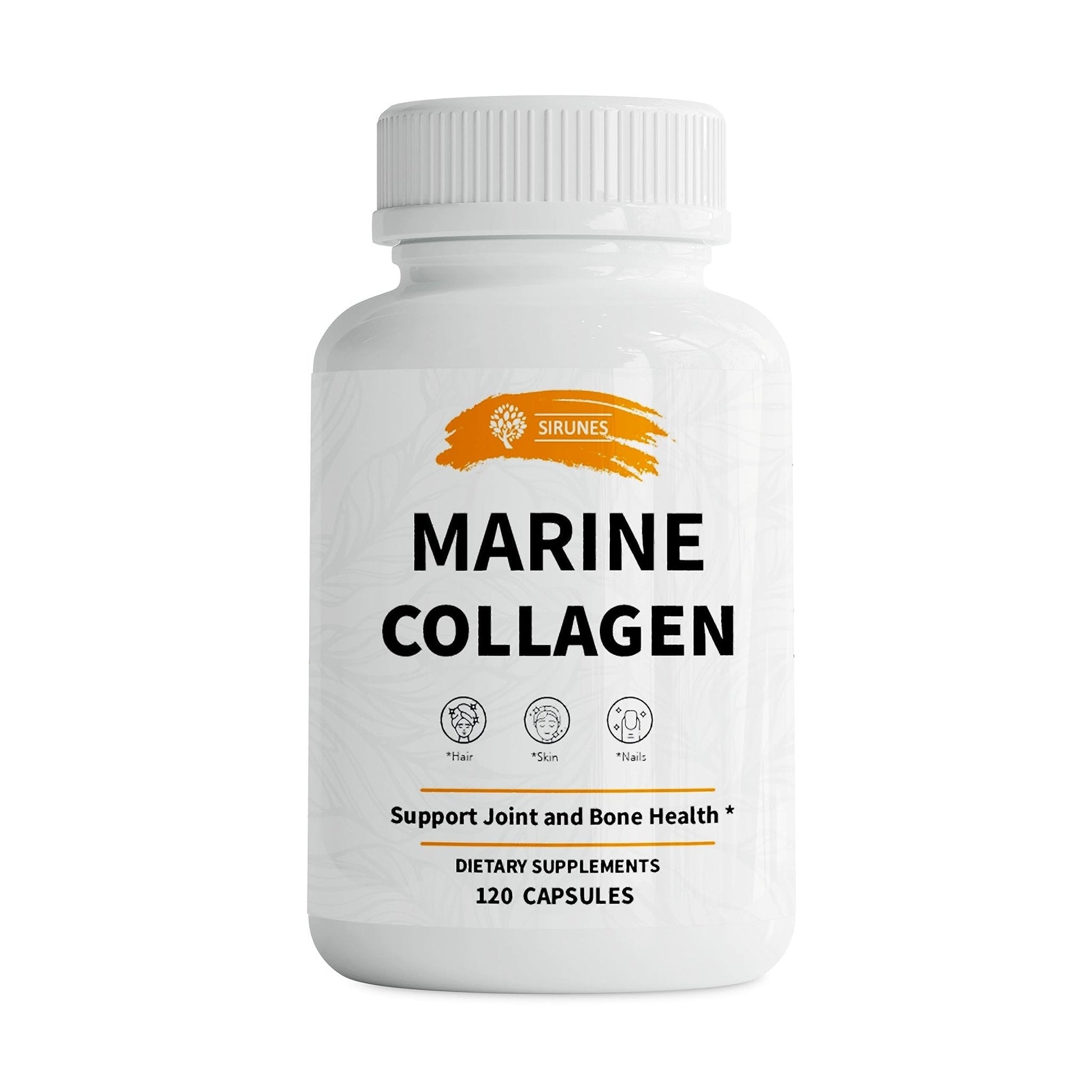 SIRUNES Marine Collagen Peptides, 120 Capsules - Fish Collagen Supplements for Women, Great for Hair, Skin, Nails, Joints & Bones - Made in USA - Maple Wellness Supplements