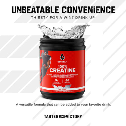 Six Star 100% Creatine Monohydrate Powder - Unflavored Micronized Creatine Monohydrate Supplement for Workout Performance, Muscle Building & Strength - Maple Wellness Supplements