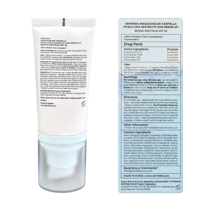 SKIN1004 Centella Hyalu-Cica Water-Fit Sun Serum UV, Korean Sunscreen SPF 50, Centella Sunscreen, Travel Essentials - Maple Wellness Supplements