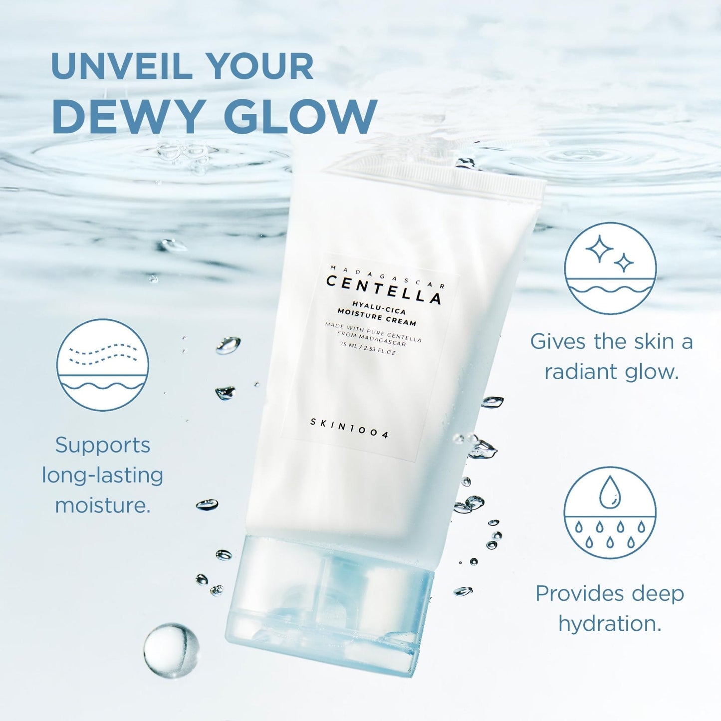 SKIN1004 Hyalu-Cica Moisture Cream, Face Moisturizer with Hyaluronic Acid, Centella Cream for Deep Hydration, Lightweight Nourishing - Maple Wellness Supplements