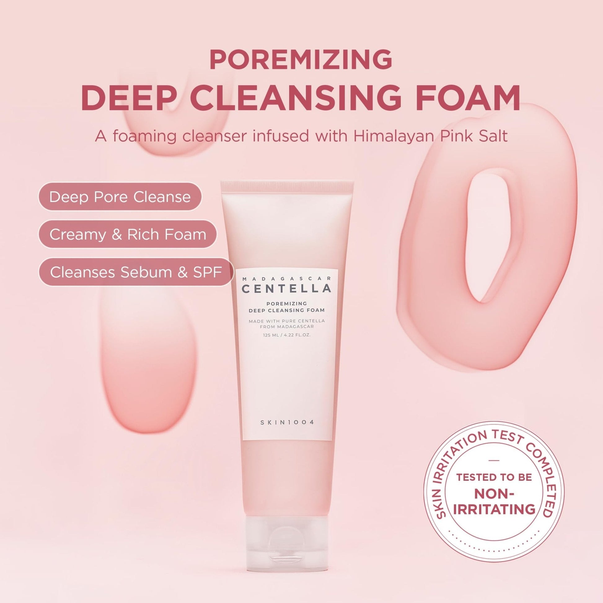SKIN1004 Poremizing Deep Cleansing Foam, 4.23 fl.oz, 125ml, Makeup Remover, Korean Face Cleanser with Himalayan Pink Salt - Maple Wellness Supplements