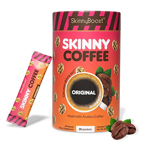 Skinny Boost Skinny Coffee- (Unflavored) Instant Sticks Made with Arabica Coffee, Garcinia - Maple Wellness Supplements