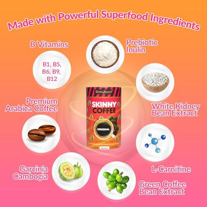 Skinny Boost Skinny Coffee- (Unflavored) Instant Sticks Made with Arabica Coffee, Garcinia - Maple Wellness Supplements