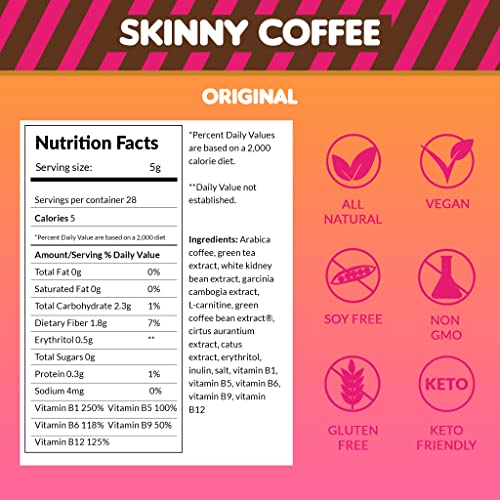Skinny Boost Skinny Coffee- (Unflavored) Instant Sticks Made with Arabica Coffee, Garcinia - Maple Wellness Supplements