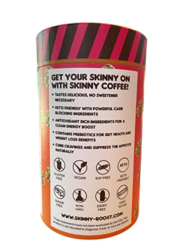 Skinny Boost Skinny Coffee- (Unflavored) Instant Sticks Made with Arabica Coffee, Garcinia - Maple Wellness Supplements