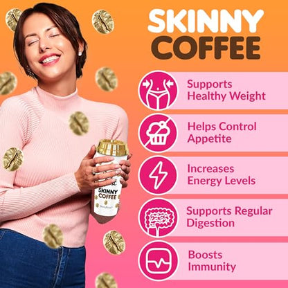 Skinny Boost Skinny Coffee- (Unflavored) Instant Sticks Made with Arabica Coffee, Garcinia - Maple Wellness Supplements