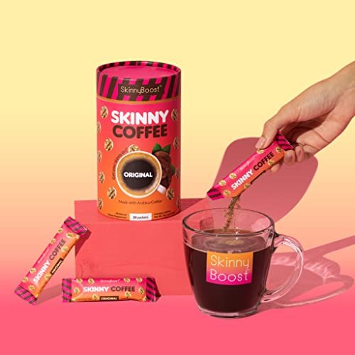 Skinny Boost Skinny Coffee- (Unflavored) Instant Sticks Made with Arabica Coffee, Garcinia - Maple Wellness Supplements