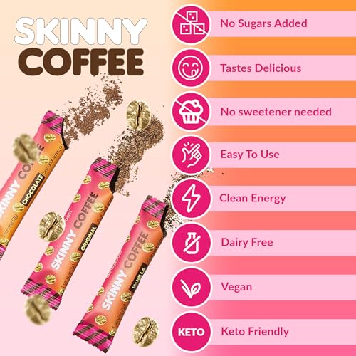 Skinny Boost Skinny Coffee- (Unflavored) Instant Sticks Made with Arabica Coffee, Garcinia - Maple Wellness Supplements