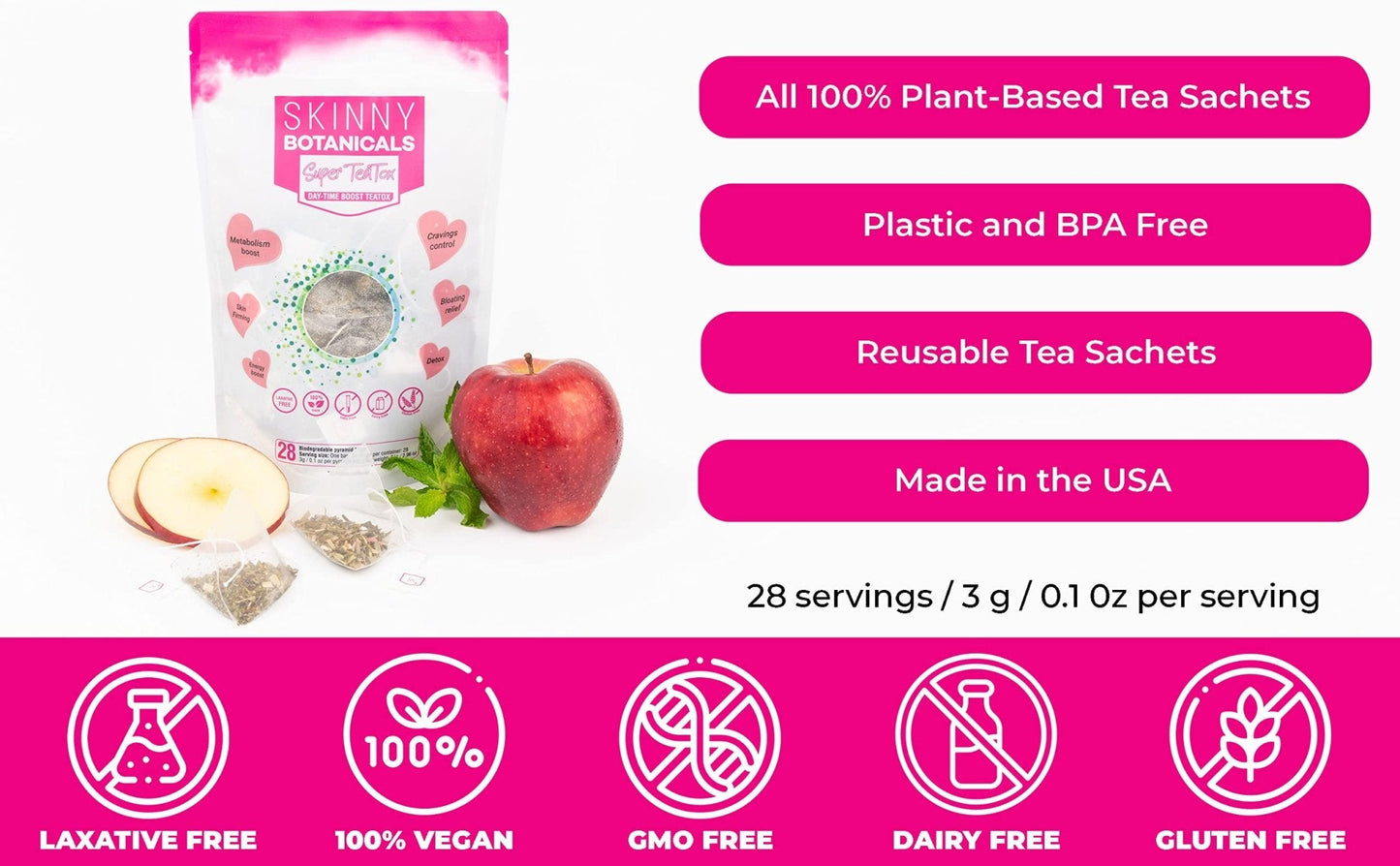 Skinny Botanicals Daytime Detox Tea for Body Cleanse All Natural - Laxative-Free, Supports - Maple Wellness Supplements