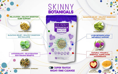 Skinny Botanicals Evening Detox Tea for Body Cleanse All Natural - Laxative-Free - Maple Wellness Supplements