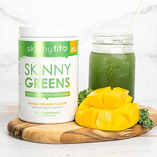SkinnyFit Mango Splash Skinny Greens, Green Juice Superfood Powder, Natural Energy - Maple Wellness Supplements