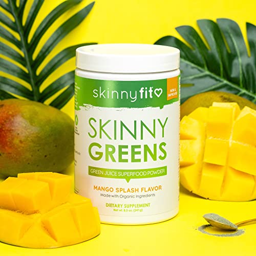 SkinnyFit Mango Splash Skinny Greens, Green Juice Superfood Powder, Natural Energy - Maple Wellness Supplements
