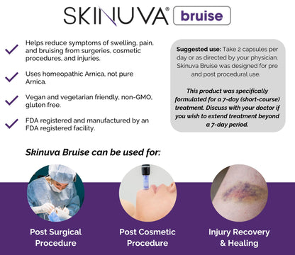 Skinuva® Bruise - Supplement for Bruising and Swelling - A Homeopathic Bruise Remedy Formulated with Arnica, Bromelain & Zinc - 14 Capsules (7-Day Treatment) - Maple Wellness Supplements