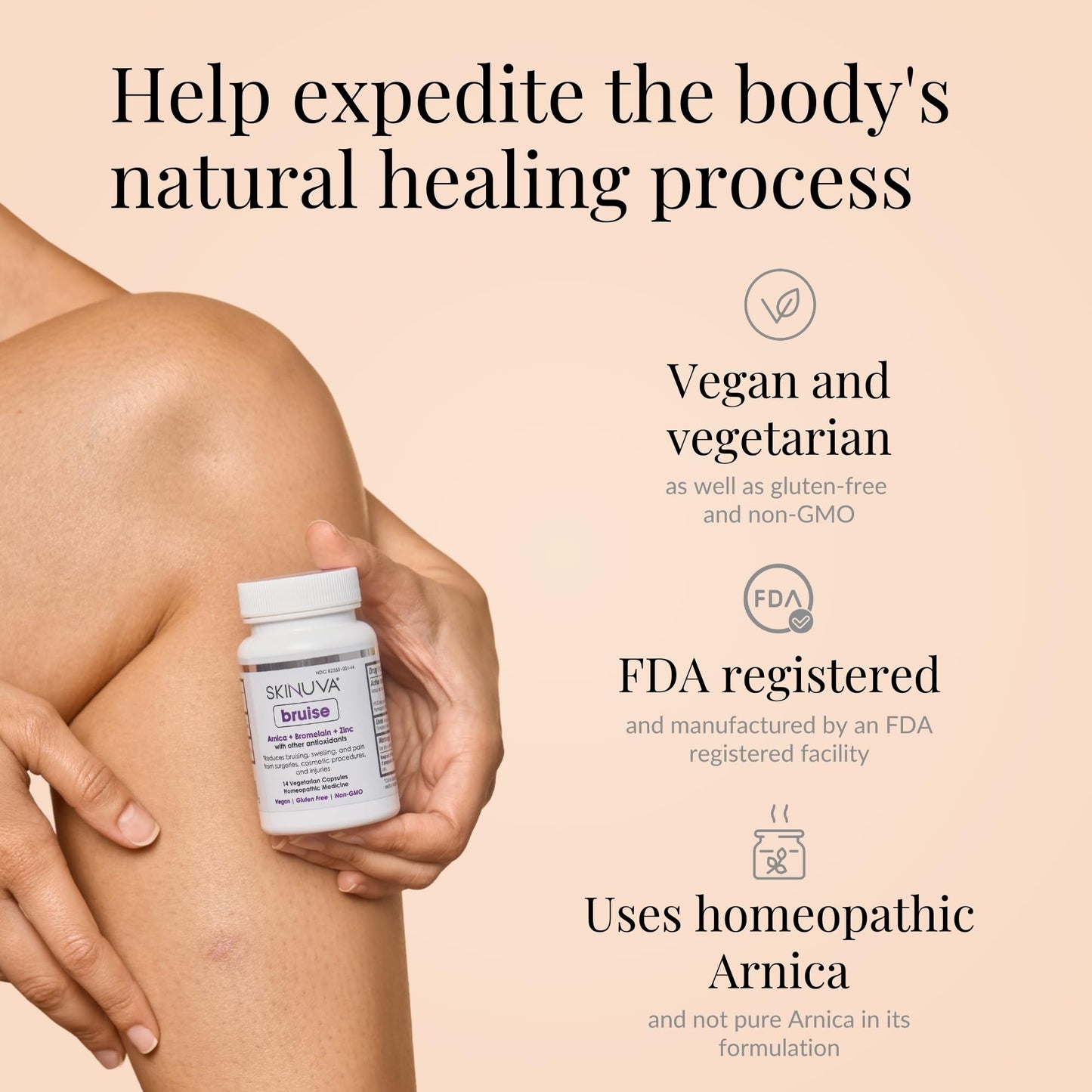 Skinuva® Bruise - Supplement for Bruising and Swelling - A Homeopathic Bruise Remedy Formulated with Arnica, Bromelain & Zinc - 14 Capsules (7-Day Treatment) - Maple Wellness Supplements