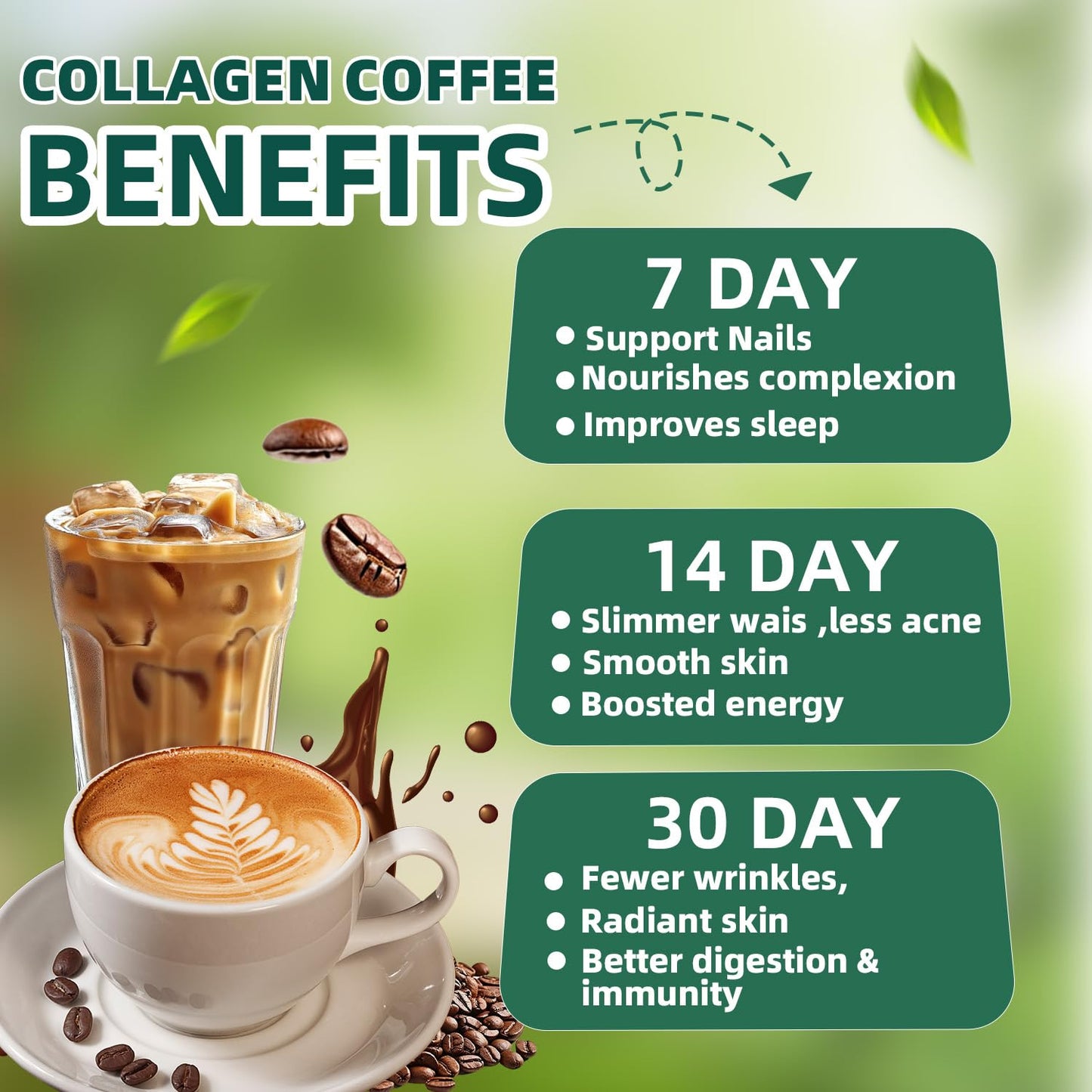 Skiseoy 20x Collagen Chia Coffee - 11-in-1 Coffee Shape Mix with L-Glutathione for Skin, Hair, Joints - Boost Energy and Focus, Vegan Friendly, 45 Servings - Maple Wellness Supplements
