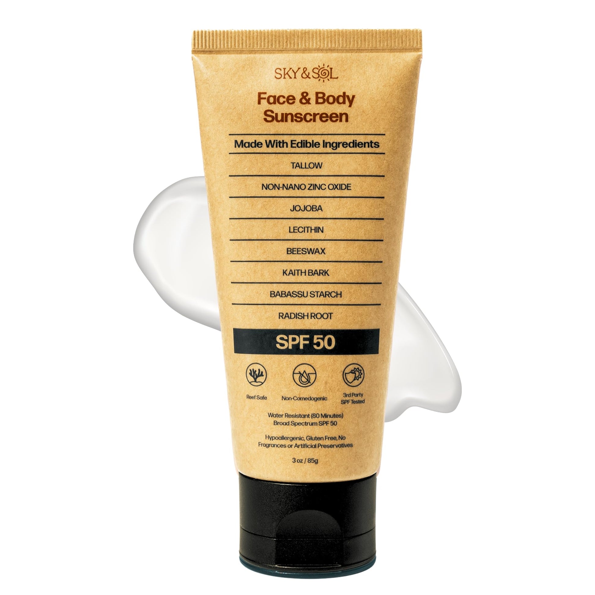 Sky and Sol Mineral Sunscreen SPF 50 | With Grass-Fed Tallow & Zinc Oxide | Non-Greasy - Maple Wellness Supplements