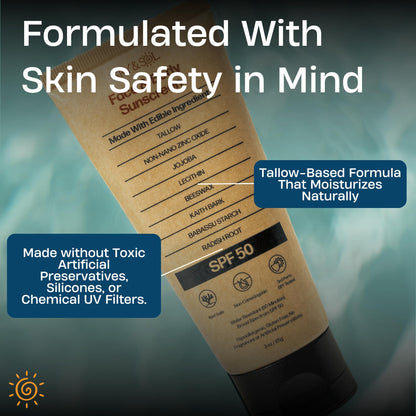 Sky and Sol Mineral Sunscreen SPF 50 | With Grass-Fed Tallow & Zinc Oxide | Non-Greasy - Maple Wellness Supplements