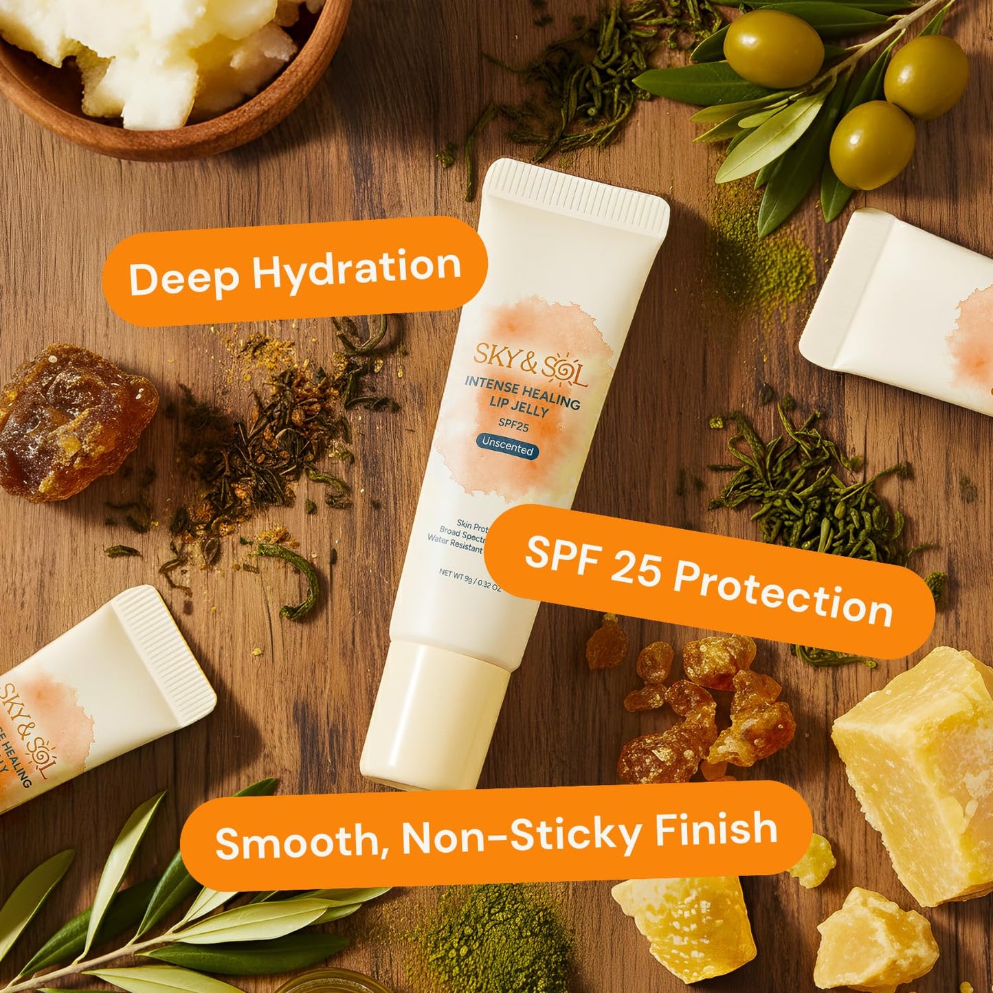 Sky & Sol Lip Balm SPF 25 – 3 Pack Natural Hydrating Lip Jelly with Broad-Spectrum Sun Protection and Primer - Maple Wellness Supplements