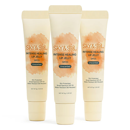 Sky & Sol Lip Balm SPF 25 – 3 Pack Natural Hydrating Lip Jelly with Broad-Spectrum Sun Protection and Primer - Maple Wellness Supplements