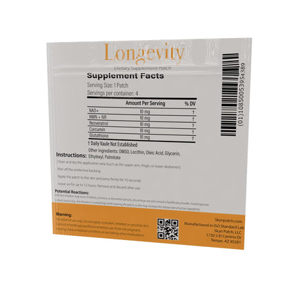 SkynPatch Longevity Transdermal Wellness Patch – NAD+, Resveratrol, Curcumin & Glutathione | Cellular Wellness + Antioxidant Support | 4 Patch Pack - Maple Wellness Supplements
