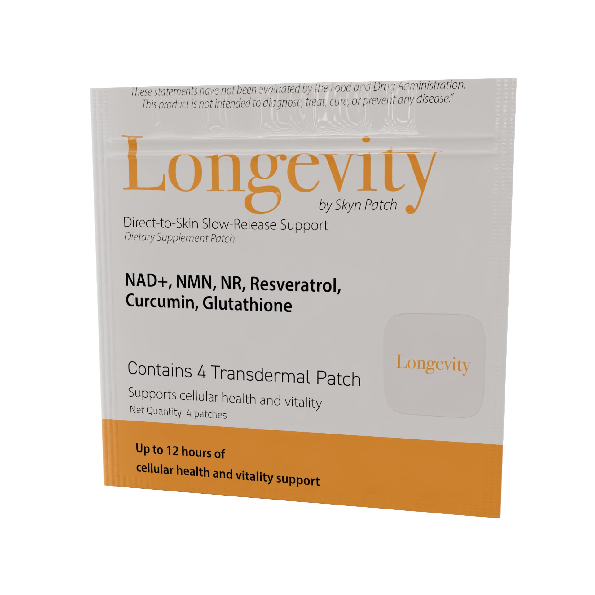 SkynPatch Longevity Transdermal Wellness Patch – NAD+, Resveratrol, Curcumin & Glutathione | Cellular Wellness + Antioxidant Support | 4 Patch Pack - Maple Wellness Supplements